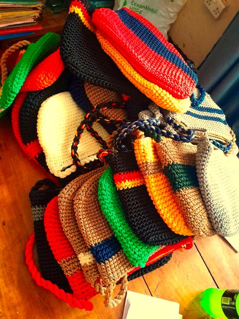 Crochet bags made by the women